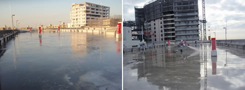 concrete rooftop carpark