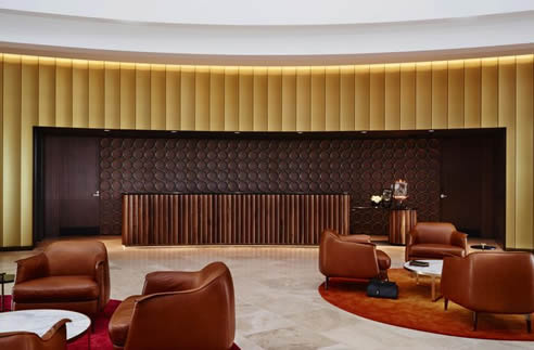 gold anodised louvres hotel reception