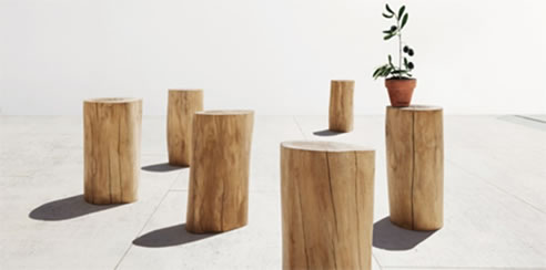 teak log stools