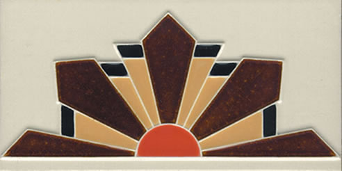 art deco sun motif tile