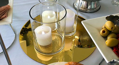 Gold coloured acrylic mirror Table Centrepiece