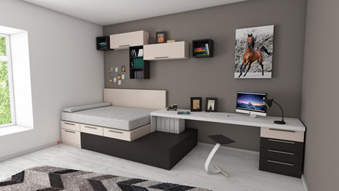 modern bedroom office interior