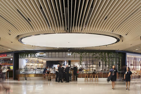 WAVE BLADES ceiling fan out around a large central lightwell