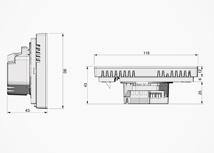 Xthermostat TS 500 - Side and Top Views by Devex Systems