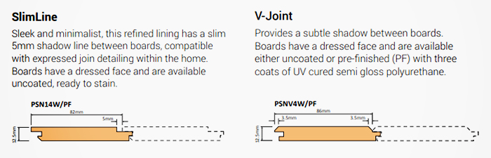 SlimLine or V-Joint Profiles from Hazelwood & Hill