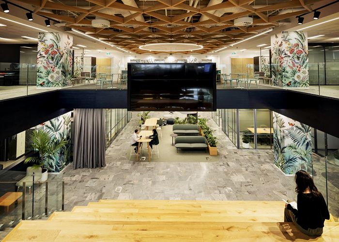 Woven MAXI BEAM Ceiling for Urban Office by SUPAWOOD