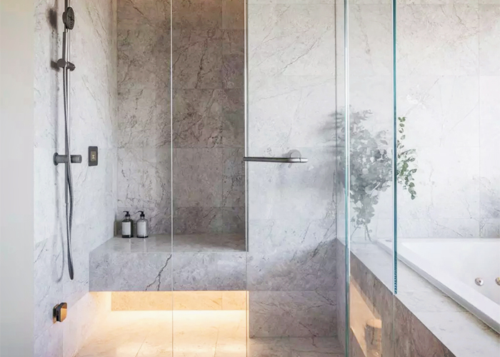 Luxury Bathroom Featuring Limestone Tiles from RMS Marble