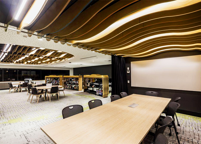 Interior Timber Ceiling Featuring WAVE BLADES by SUPAWOOD