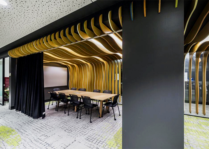 Interior Timber Ceiling Featuring WAVE BLADES by SUPAWOOD