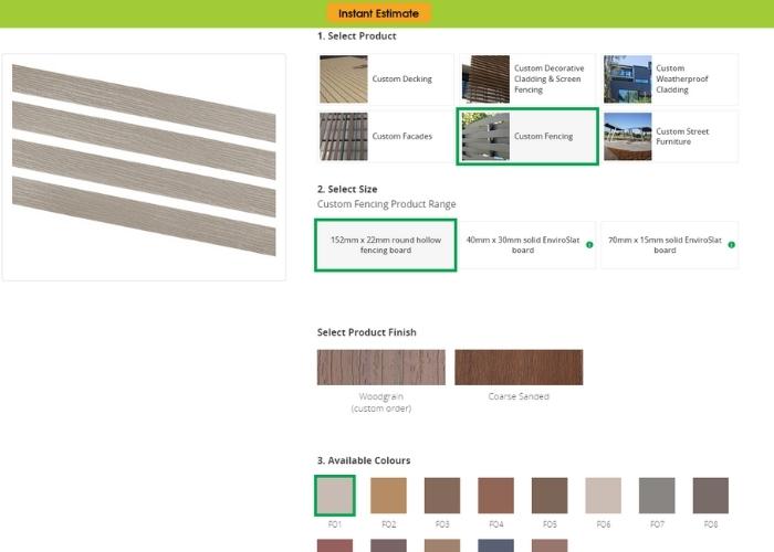 Custom Alternative Timber Fencing Instant Quote Generator by Futurewood
