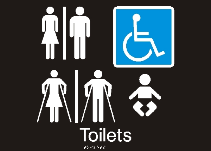 Wheelchair Toilet Accessibility Signage by Hillmont Braille Signs