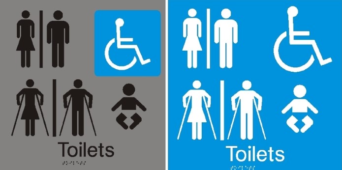 Wheelchair Toilet Accessibility Signage by Hillmont Braille Signs