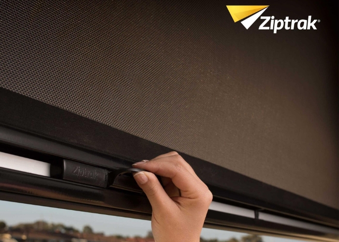 Track Guided Blind System Ziptrak for Outdoor Areas by The Nolan Group