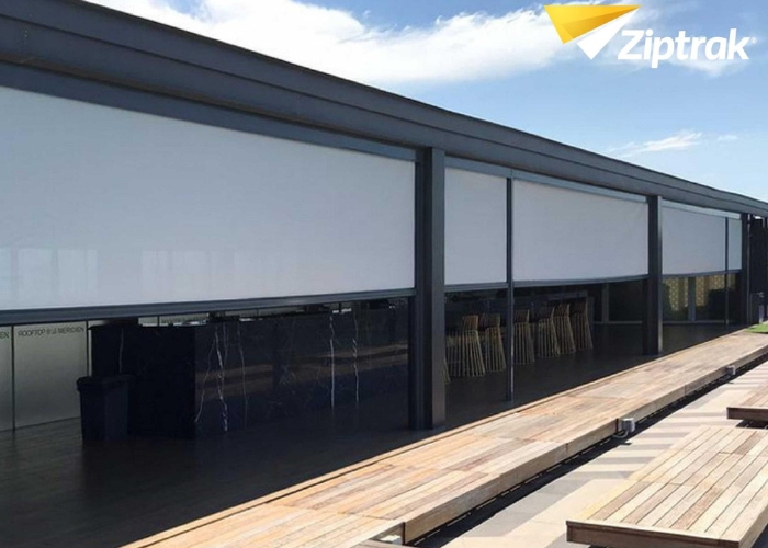 Track Guided Blind System Ziptrak for Outdoor Areas by The Nolan Group
