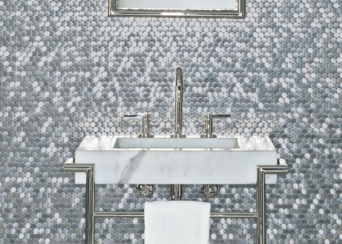 Stainless Steel Penny Tiles by Alloy