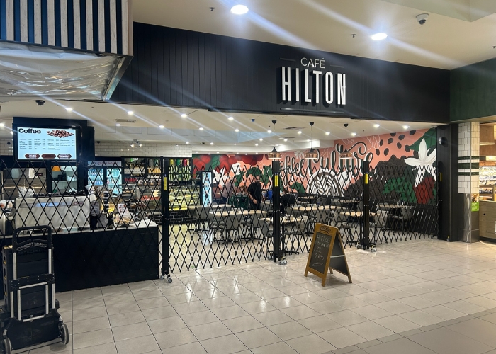 ATDC Trackless Expandable Gates Secure Cafe Hilton in South Australia