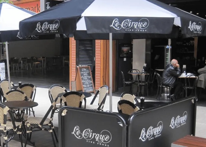 Custom Printed Barriers for Alfresco Dining by Instant Shade Umbrellas