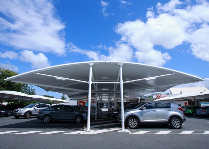 Commercial Carpark Shade and Weather Protection System from Makmax Australia
