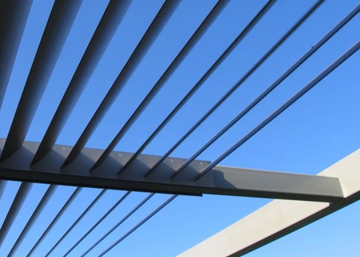 Pergola with Adjustable Fins by Maxim Louvres