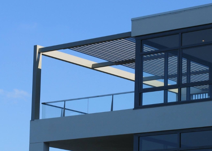 Pergola with Adjustable Fins by Maxim Louvres