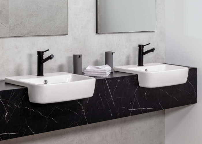 Drop Front Benchtop for Bathrooms by polytec