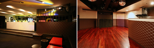 3d feature wall panels in bar and dance floor