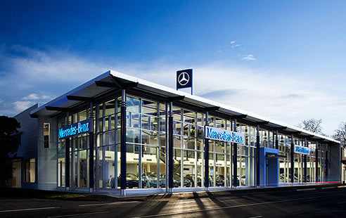 flush glazed framing at mercedes benz dealership