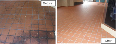 before and after anti-slip tile treatment