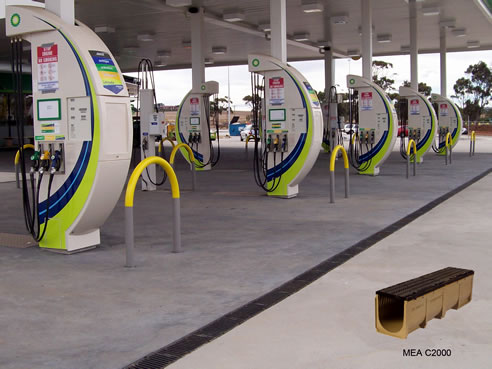 channel drain installed at service station