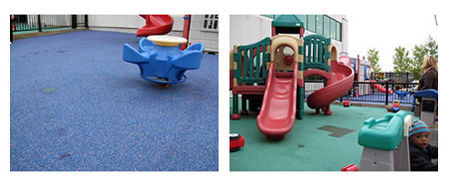 protective rubber ground coating at playground