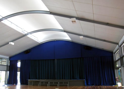 acoustic ceiling panels in school hall