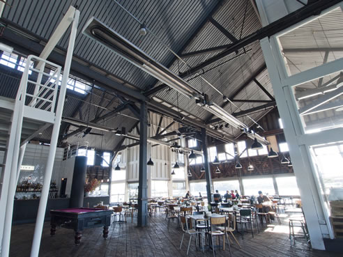 gas fired radiant heaters in bar area