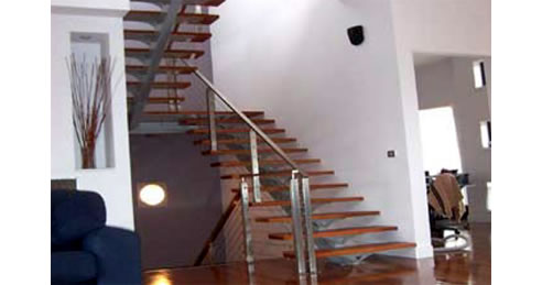 staircase with central beam