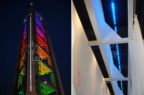 coloured led building lights