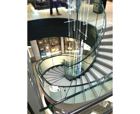 curved glass balustrade hugo boss sydney