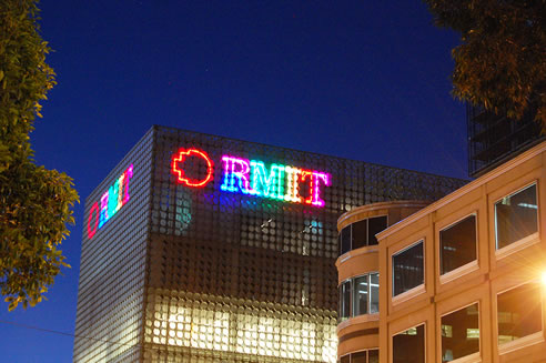 rmit building led neon flex sky sign