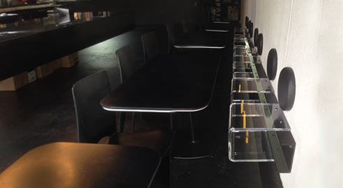 black acrylic seating