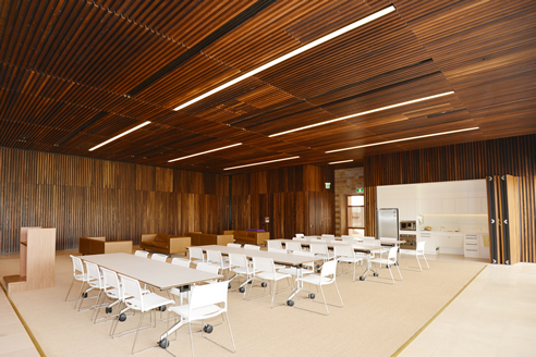 slatted cambria ash timber wall and ceiling panels