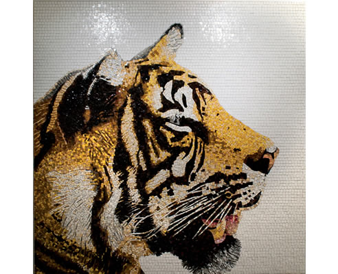 custom tiger mosaic wall