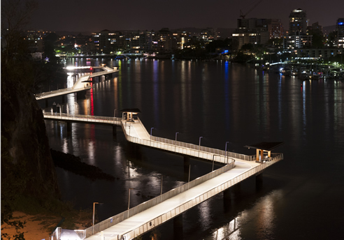 pedestrian lighting new farm riverwalk