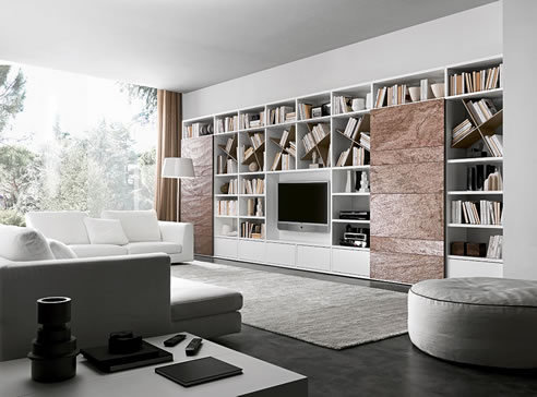 entertainment unit stone look panels