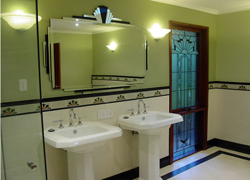 art deco tiled bathroom