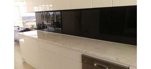 black acrylic splashback