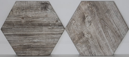 hexagon timber look tiles