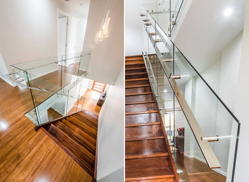 glass balustrade timber staircase