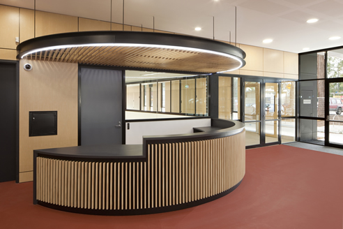 reception desk veneer slats