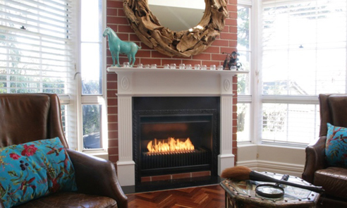 Custom fireplace feature with EcoSmart Fire