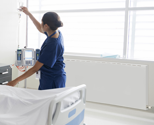 Safe Touch Steel Panel radiator in hospital room