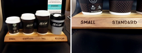 Wood cup holders from Architectural Signs Sydney