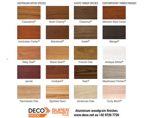 DecoWood woodgrain colours